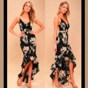 Lulu's Ruffle Hem Floral High-Low Maxi Dress